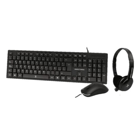 Kit Teclado+Mouse+Diadema para Oficina  PERFECT CHOICE PC-201717