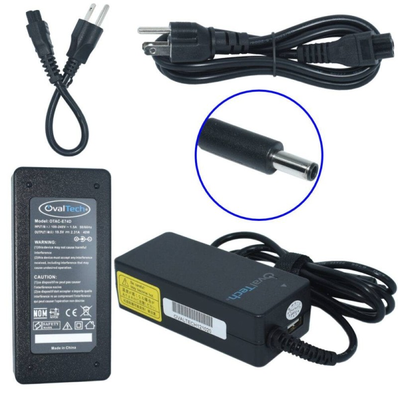 Adaptador de corriente para laptop OVALTECH 19.5V 2.31AH para DELL, Dell XPS 13 9343-4143 Notebook Dell XPS 13 L322X Ultrabook