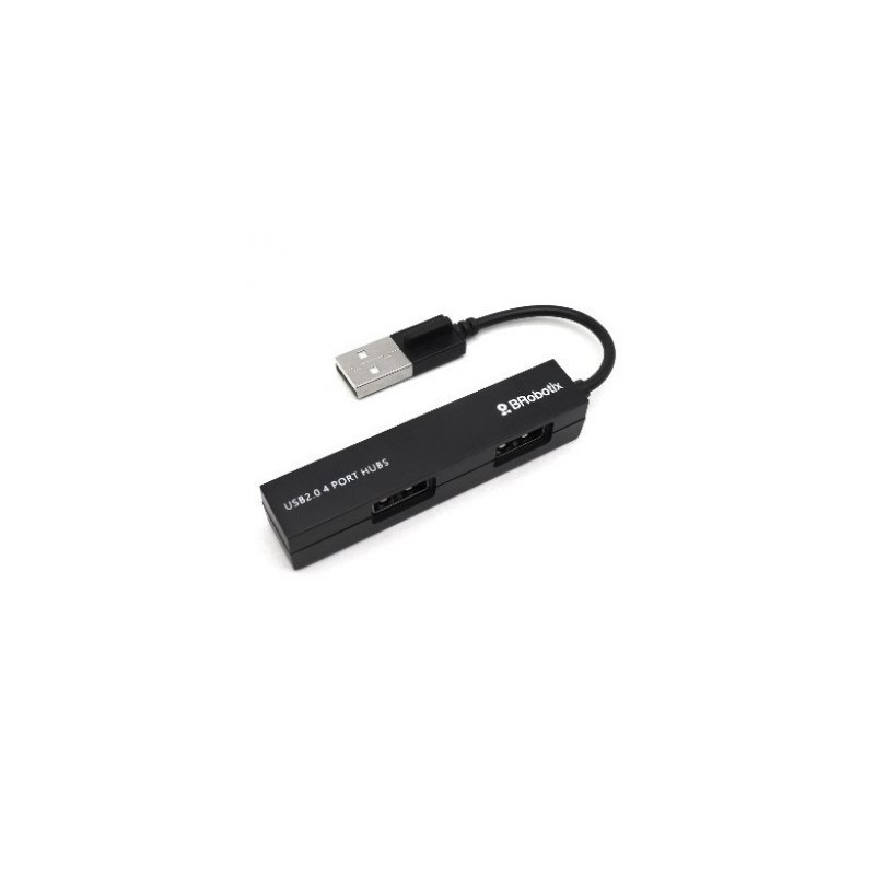 Hub USB V2.0, Compacto, 4 Puertos, Negro  BROBOTIX 497677